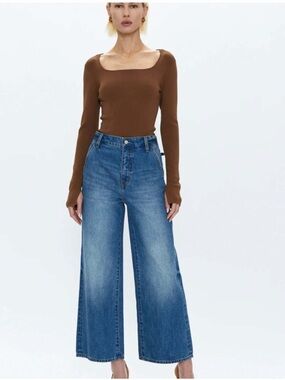 Pistola Jenny Long Sleeve Bodysuit Brown Saddle Sz M